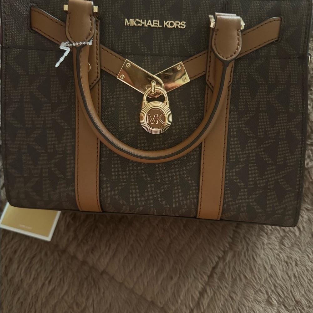 Michael Kors Brown and Gold Satchel